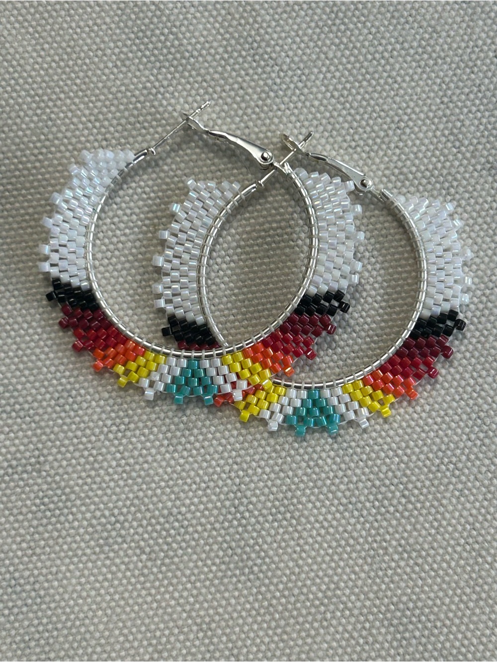 2” Beaded Hoop Earrings Native American made